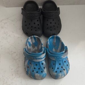 CROCS Kids Black and Blue Water Shoes